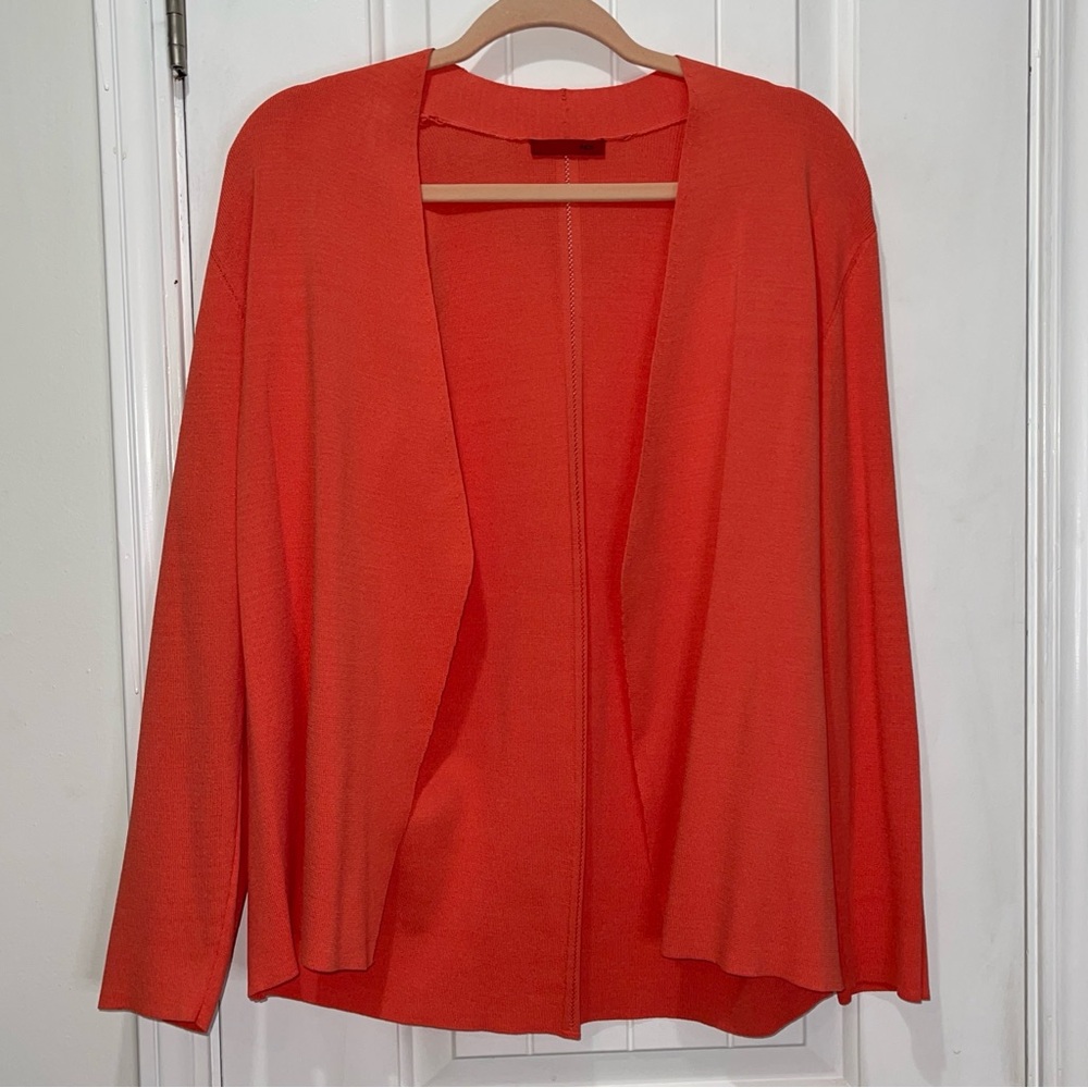 Red brand open front lightweight bright orange long sleeve cardigan. Size XL